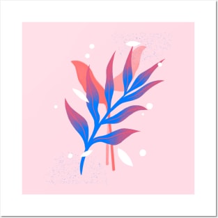 Colorful Watercolor plant leaves Posters and Art